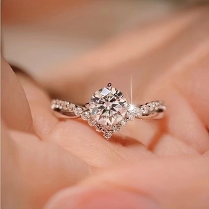 S925 in argento sterling corona di diamanti con anello di moissanite luce di lusso alla moda moissanite - Product Image 2