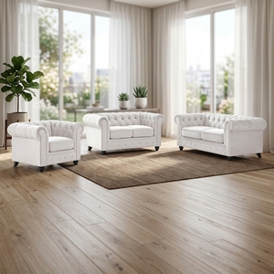 Juego de Sofás de Terciopelo Ecológico Hecho a Mano con Diseño Europeo Moderno, Respaldo Acolchado, Brazos Acolchados, Fibra Ultrafina, 3+2+1 Plazas para Sala de Estar - Product Image 5