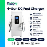 Peralatan Pengisian Cepat DC 320KW Efisiensi Tinggi 4 Gun 4 Konektor Layar HMI Besar 10 Inci IP54 Metal EVSE Charger
