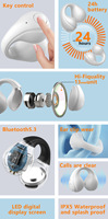 Earbuds Olahraga Open Ear 5.3 TWS Nirkabel Bluetooth dengan Chipset JL, Earphone Konduksi Tulang dalam Warna Biru