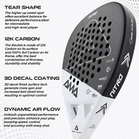 AMA Sport Professionnel OEM Tête de Qualité Personnalisée Forme Diamant 12K Fibre de Carbone Populaire Raquette de Padel Tennis