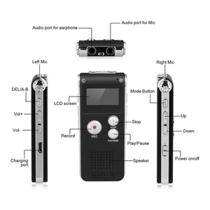 Enregistreur vocal numérique de haute qualité rechargeable en acier avec écran LCD - Product Image 2