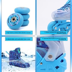 BOXT BX 1 <span class=keywords><strong>Pattini</strong></span> a rotelle e <span class=keywords><strong>pattini</strong></span> da ghiaccio unisex per bambini, set professionale estivo per principianti, chiusura con fibbia, tomaia in PP, suola in plastica - Product Image 5