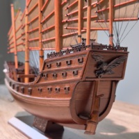 Bateau Fu en bois véritable modèle de voile décoration de la maison chinoise voile simple décoration d'artisanat pur bateau au trésor Zheng He