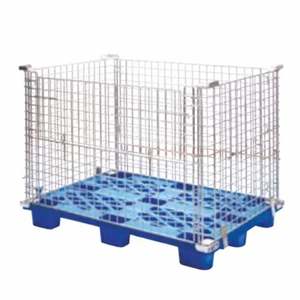 Équipement d'entrepôt de supermarché Cage de stockage empilable en métal avec palette en plastique - Product Image 3