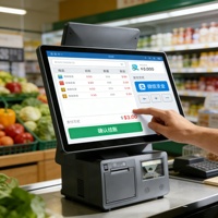 15,6-дюймовая POS-система «все в одном» со встроенным термопринтером, двойным емкостным сенсорным экраном, кассовым аппаратом для ресторанов, пекарен, кафе