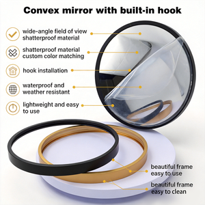 16inch Convex Acrylic Art Deco <b>Wall</b> <b>Mirror</b> with Gold Frame for Hotel Cafe Safety Observation Decor - Product Image 2