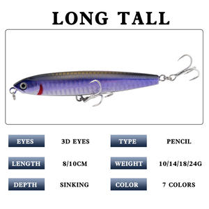 Señuelo de pesca Ytqhxy tipo lápiz, 7 piezas, cebo artificial para pesca de lubina en aguas medianas con anzuelo 4x Blood Groove, señuelo de lanzamiento - Product Image 5