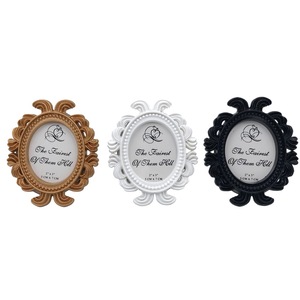 Elliptical Floral Photo Frame – Small Baroque <b>Picture</b> <b>Holder</b> for Desktop, Vintage Resin Frame – Wedding Decoration, Home Decor, - Product Image 3
