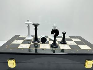 Pezzi degli Scacchi in Metallo di Alta Gamma Serie Metropolis Ecologici con Logo Personalizzabile per Adulti e Bambini - Product Image 3