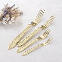 Ensemble de couverts de haute qualité en acier inoxydable avec manche en pierre martelée de style royal, couleur or champagne, pour mariage et banquet