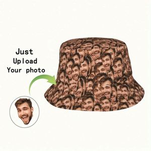 Custom Photo Printed Fisherman Bucket Hat Funny Street Style Polyester Cap for Men Women for Beach Travel Cartoon <b>Leaf</b> Pattern - Product Image 1
