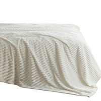 Couverture de canapé/lit en flanelle polaire moelleuse et douillette blanche