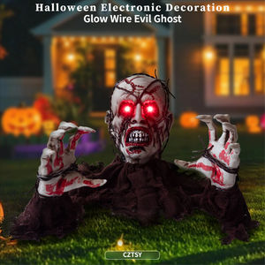 ของตกแต่งฮาโลวีนรูปซอมบี้แบบมีสายไฟ สำหรับเสียบลงดิน บ้านผีสิง ห้องลับ สนามหญ้า ภายใน/ภายนอกอาคาร เรืองแสง น่ากลัว - Product Image 1