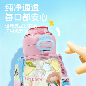 Colorlyya Kids Sippy Cup <b>Plastic</b> Double <b>Drink</b> Back To School Cute Break Resistant With Lid And <b>Straw</b> - Product Image 5
