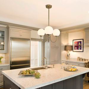 Lámpara de araña creativa de tres luces en color blanco estilo crema - Product Image 3