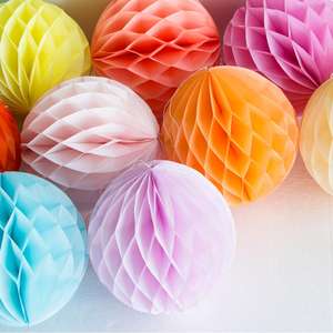 Idées de décoration en nid d'abeille pour fête, petites décorations suspendues réutilisables en nid d'abeille, papier de soie en nid d'abeille, boule en nid d'abeille - Product Image 5