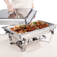 Rechteckiger Chafing Dish Buffet-Speisenwärmer aus Edelstahl zum Verkauf
