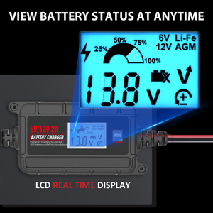 Cargador de Batería Inteligente para Automóvil, Mantenedor, Desulfatador, Pantalla LCD, 6V 12V 2A, para Baterías AGM de <span class=keywords><strong>Litio</strong></span>-Ion y Plomo-Ácido - Product Image 5