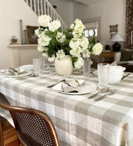 LY-Classic Vichy Serviette de Table <span class=keywords><strong>Beige</strong></span> Blanc Grille Damier Fait à la main en <span class=keywords><strong>Lin</strong></span> Lavé <span class=keywords><strong>Nappe</strong></span> de Dîner de Ferme - Product Image 6