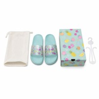 Dames Slippers op Maat OEM Lichtgewicht Antislip EVA Zool PVC Fruitprint Band Mintblauw Tropisch