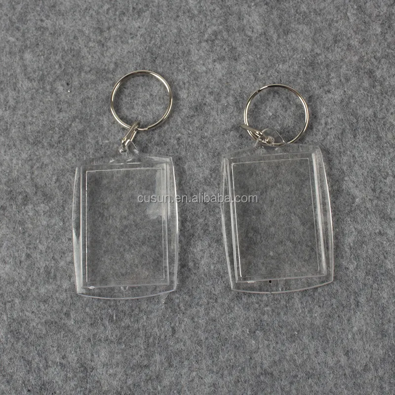 BRICOLAGE promotionnel ouvert cadre en plastique porte-clés porte-clés en acrylique transparent