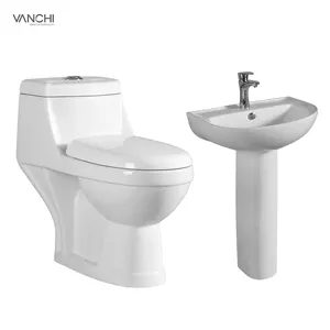 Toilet Sink Wholesale Porcelain Sanitary Ware Toilet Bowl Hand Pedestal Sink Bathroom Toilet Basin Ceramic Toilet Set