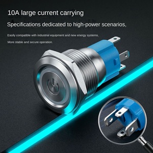 Bouton-poussoir momentané éclairé par anneau 19 mm IP65 étanche en acier inoxydable 3A 220V 1NO1NC 2 broches pour automobile et marine avec LED - Product Image 6