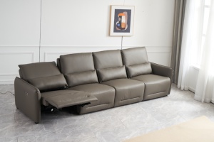 Canapé inclinable électrique 4 places en cuir véritable Power Smart avec design moderne et fonction de refroidissement pour salon - Product Image 4