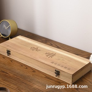 Caja de madera rectangular con cerradura para caligrafía y pintura, caja de regalo para manualidades, almacenamiento de espadas, abanicos, té y cápsulas de café - Product Image 3