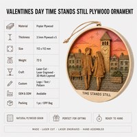 Ornamen Hari Valentine Custom dari Kayu Lapis Poplar dengan Potongan Laser, Tema 'Waktu Berhenti' untuk Pasangan, Dekorasi Rumah di Old Town Square, Hadiah