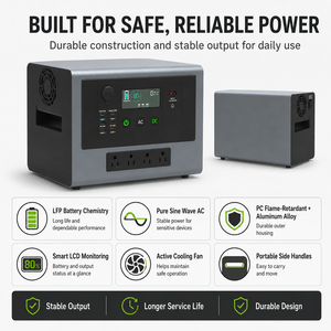 Station d'alimentation portable LiFePO4 1008Wh 1200W avec coque métallique pour l'alimentation d'urgence en extérieur - Product Image 6