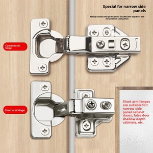 Short-arm Narrow Side Plate <strong>American</strong> Stainless Steel Soft Closing Hydraulic Buffer <strong>Hinge</strong> 16-22mm Door Thickness Modern Design - Product Image 5