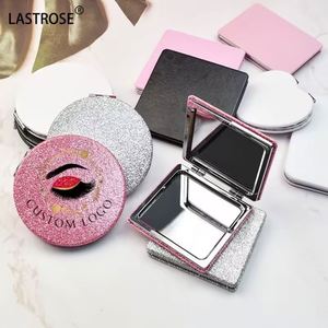 Wholesale Pocket Personalized Double Side PU <b>Compact</b> Mirror Heart Pocket Mirror Round Mini <b>Makeup</b> Mirror for Girl - Product Image 5