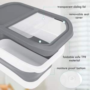 אחסון מזון כלבים מתקפל עם מכסה הזזה שקוף מזון לחיות מחמד - Product Image 4