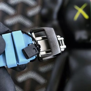 Trending Tonneau Men <b>Watch</b> <b>Skeleton</b> <b>Automatic</b> Mechanical Sport Wristwatch Matte Black Case Blue Strap - Product Image 4