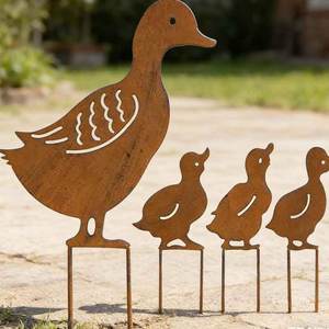 Promotion : Décoration de <span class=keywords><strong>jardin</strong></span> en métal rectangulaire, famille de canards, moulin à vent extérieur pour pelouse et cour arrière - Product Image 4