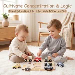 <span class=keywords><strong>Puzzle</strong></span> in Legno Montessori per Bambini, Gioco Educativo 3D per l'Apprendimento delle Forme di Auto - Product Image 5