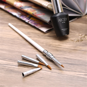 Pinceau de manucure détachable en nylon pour nail art, stylo de sculpture de cristaux, brosse à gel UV ondulée pour la peinture florale - Product Image 6