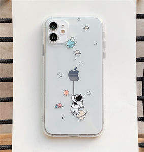 Funda negra para teléfono móvil de astronauta de dibujos animados en 3D para iPhone 14 13 12 11 pro Max para iPhone 15 funda man space - Product Image 4