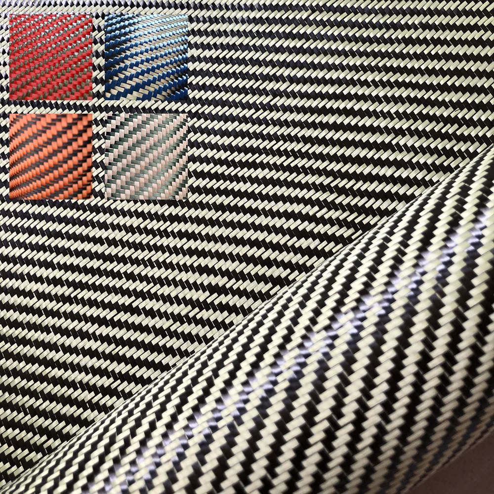 Carbon Fiber Aramid Hybrid Material Aramid Carbon Fiber Fabric Cloth Roll Waterproof Woven Technics for Car Decoration