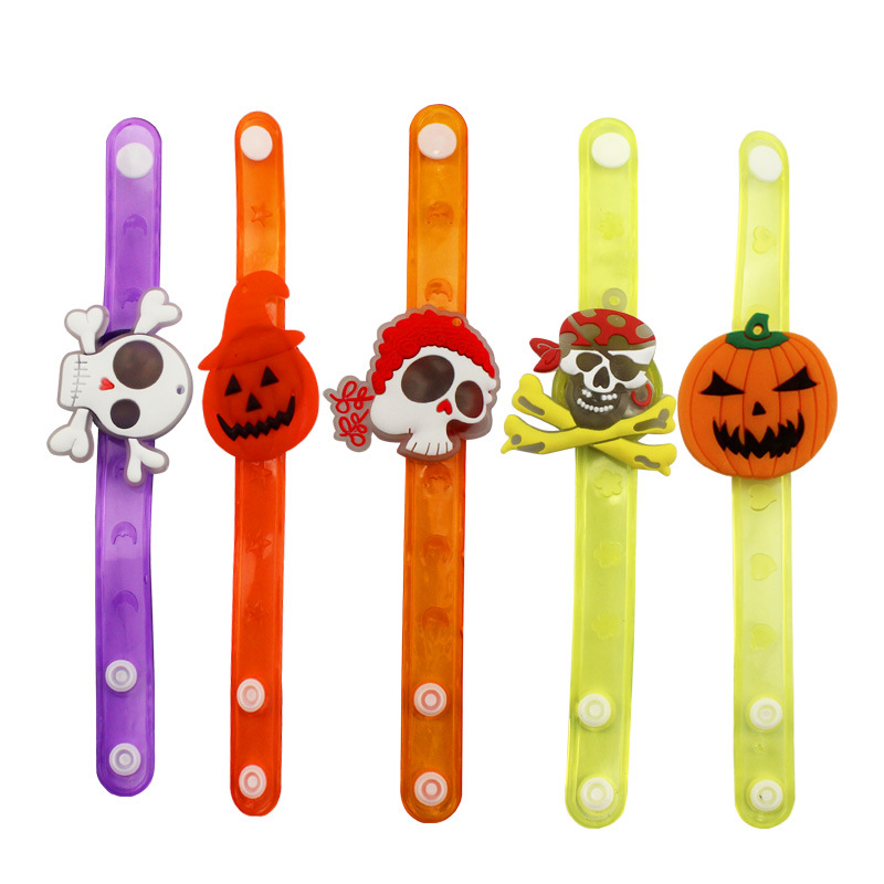 Plastic Led Cheap Kids Halloween Bracelet Toy Light up Pumpkin Children Wrist Band Watch Flashing Led Children Halloween Gift