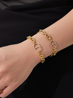 Pulsera de Acero Inoxidable Chapada en Oro de 18K con Cuentas de Circonita Cúbica y Diseño de Nariz de Cerdo, Eslabones Ovalados Brillantes, Joyería de Lujo para Mujer, Venta al por Mayor