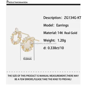 Boucles d'oreilles en or massif 14k, accessoires en or AU585, perles