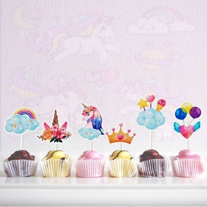 Décoration de gâteau d'<span class=keywords><strong>anniversaire</strong></span> sur le thème des dessins animés : ballons <span class=keywords><strong>arc</strong></span>-<span class=keywords><strong>en</strong></span>-<span class=keywords><strong>ciel</strong></span>, couronne, topper pour pâtisserie - Product Image 6