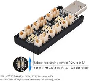 Cargador USB para Baterías LiPo 3.7V/4.20V de 6 Canales para Tiny Whoop Blade Inductrix Micro, Conectores JST 1.25/JST-PH 2.0, Hecho en China - Product Image 4