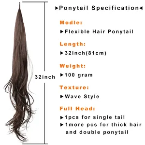 Offre Spéciale – Extension de Cheveux Synthétiques Ondulés de 32 Pouces, 100g, <span class=keywords><strong>Fibre</strong></span> Haute Température, Sans Brillance, Sans Enchevêtrement, Faible MOQ, à Enrouler, Effet Queue de Cheval Flexible - Product Image 3