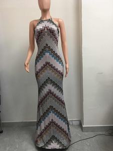 Vestidos de Verano con Estampado de Rayas Diagonales y Cuello Halter sin Mangas para Mujer, Nueva Colección - Product Image 6