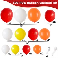 Kit d'arche de guirlande de ballons rouge, orange, jaune et blanc en latex avec confettis pour la décoration de fête d'anniversaire ou de carnaval