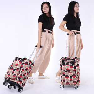 Foldable Aluminum Frame Hand Push Rolling Cart with Waterproof Insulated Cooler Bag, Portable Shopping Travel Grocery <strong>Trolley</strong> - Product Image 2